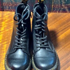 Dr.Doc Martens Youth KIDS Size US 3/Uk2/EU 34 Black Lace Up Boots Leather/zipper